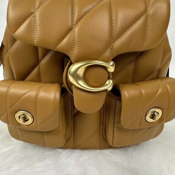 Coach Tabby Backpack W/ Pillow Quilting Crossbody Leather/Honey Brown CU076 NWT - Picture 2 of 13